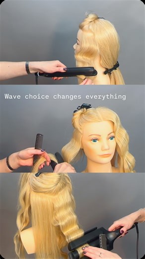 Heather Robertson Hair & Education on Instagram: "Three waving techniques. Three completely different finishes. Flat S-bends for polish. Volume S-bends for lift. Waver tool for texture. Same head of hair — different intention. The finished look is from this week’s live tutorial inside The Stylist Experience, inspired by Margot Robbie’s Australian Vogue shoot. This is how we approach styling inside the experience: not copying looks, but understanding why a technique creates a result. ✨ Join the f