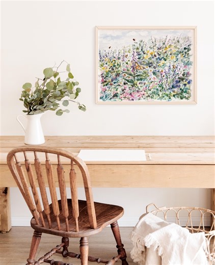 Butterfly Garden Watercolor Print | Original Colorful Wildflower Painting of Monarchs, Large Gallery Wall Art, Cottage Home & Nursery Decor - Etsy