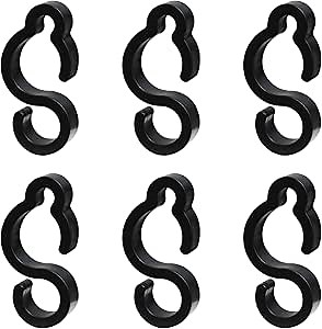 6 Pcs Electrical Marine Shore Power Cable Clips, S Style Dock Electrical Marine Holders, Hold A Standard 30 Amp/10 Gauge Marine Power Cord in, Fits 1" Round Rails or Bar, Black