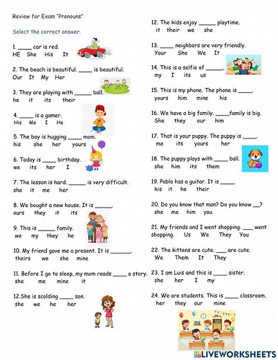 Pronouns Review interactive worksheet