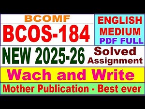 BCOS 184 solved assignment 2025-26 in English || bcos 184 solved assignment 2026 || ignou bcos184