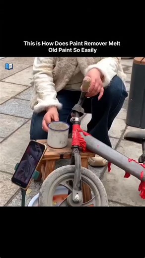 The Unfold (Global 🌎) on Instagram: "social media post asking how paint remover works. The video shows a chemical process where paint remover is applied to a surface, causing the old paint to bubble and lift, making it easy to scrape off. Paint strippers contain chemicals that break the bonds between the old paint and the underlying surface. The chemicals weaken the paint's adhesive properties, causing it to bubble, peel, and break down. Common active chemicals can include acetone or ammonia, w