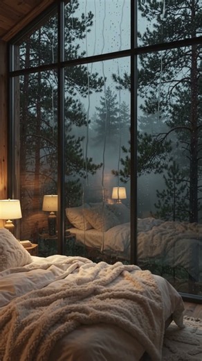 Cozy Rainy Forest Bedroom 🌧️🌲 Peaceful Rain Sounds #Shorts