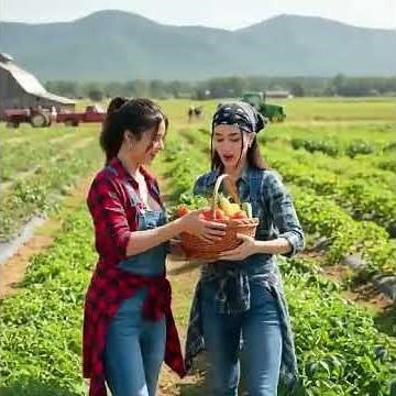 American Farm Girl Harvesting Corn 🌽