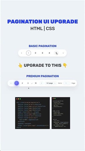 Pagination UI Upgrade 🤯 | Basic vs Premium | HTML CSS #webdesign #shorts