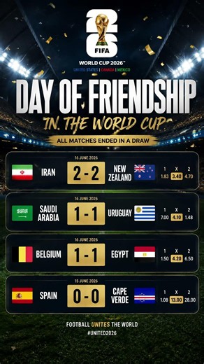 Day of Friendship in the World Cup 2026 🌍⚽ | All Matches Ended in a Draw | FIFA World Cup Results