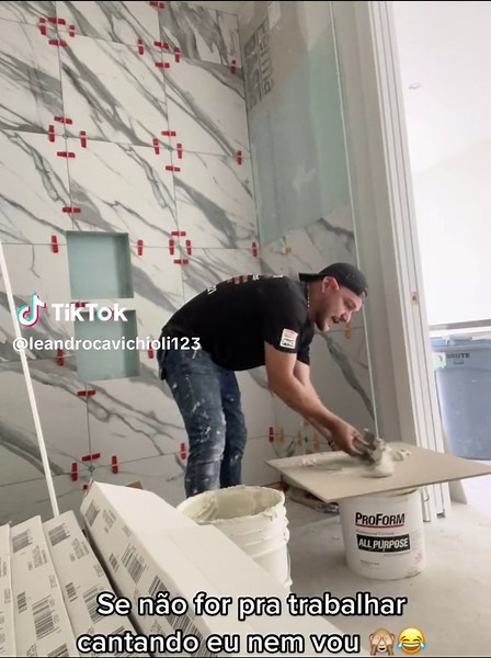 Tiling Project: Adhesive Application in Bathroom