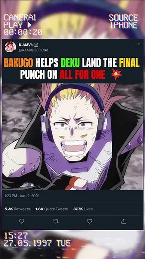 BAKUGO HELPS DEKU LAND THE FINAL PUNCH ON ALL FOR ONE 💥 | #anime #animeedit #myheroacademia