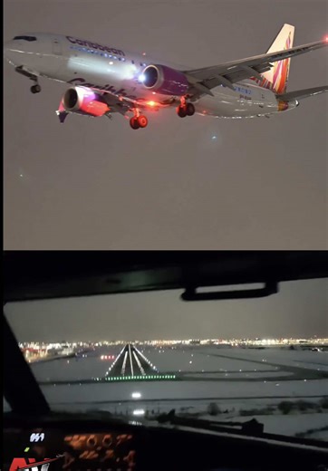 🇹🇹 The calm before the storm… @av868tt @jaburkett Caribbean Airlines BWA602 POS–YYZ 🇨🇦 | Boeing 737 MAX 8 gliding onto runway 05 in the early morning hush — just in time before the GTA winter storm rolled in and flipped the script. ❄️🛬 #CaribbeanAirlines #Boeing737MAX8 #iflycaribbean #caribbean #Winter