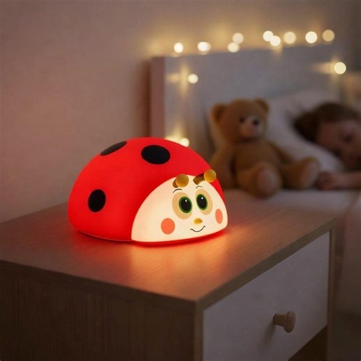 Kids Ladybug LED Night Light – Red Silicone Touch Lamp, USB Rechargeable – Ladybug LED Night Light for Children in Silicone, Touch, Rechargeabl - Etsy