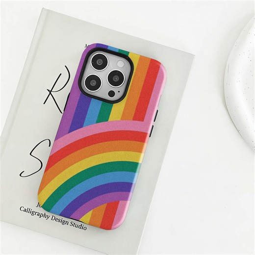Retro Rainbow Stripe Phone Case, Colorful Protective Cover, Compatible for iPhone 17 16 15 14 13 12 Pro Max, Samsung S25 S24 S23 S22 Ultra - Etsy