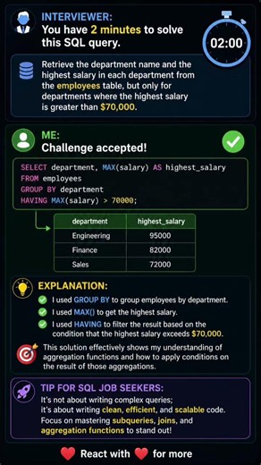 🚀 SQL Interview Question Solved in 2 Minutes! | GROUP BY + HAVING Explained 🔥#learning #sql #coding