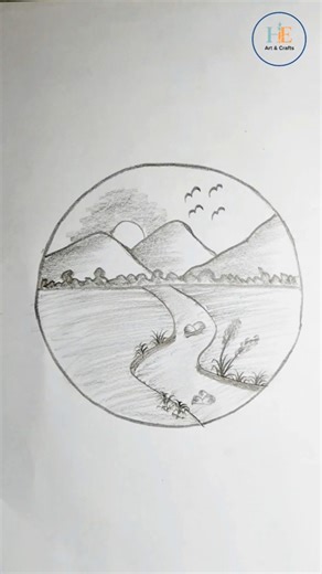 Scenery Draw just 1 Minute #scenery #art #drawing #shorts