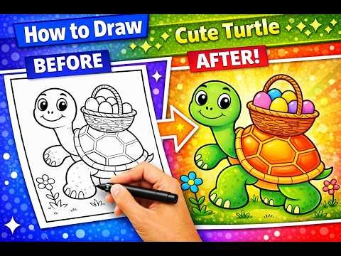 How to Color a Cute Turtle | Kids Coloring Video | Relaxing Coloring Tutorial
