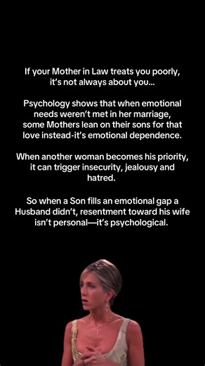Well that explains it… Some mother-in-laws compete with daughters-in-law because they’re still seeking from their sons the love they never received from their husbands. #motherinlaw #inlaws #toxic #fyp #daughterinlaw
