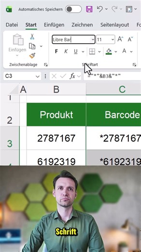 Barcode in Excel stellen 👈