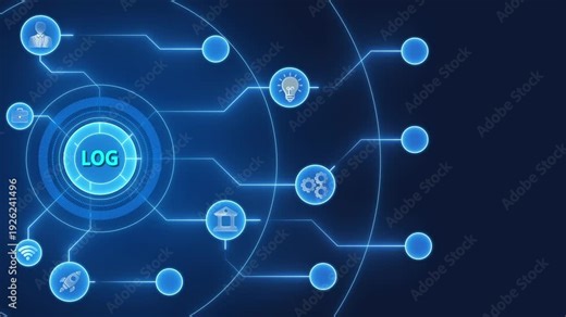Logistics and Technology Concept with L O G Center Circle Connecting Various Business