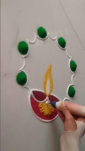 Diwali rangoli. Easy Diya rangoli design for Diwali 🎇 #diwali #diyarangoli