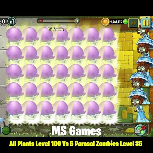 Part 2 - All Plants Level 100 Vs 5 Parasol Zombies Level 35 - PvZ 2 #msgames #pvz2 #plantsvszombies2 #pvz #plantsvszombies #games