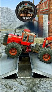 Spintires Mudrunner Truck #112 Tractor Excavator and KAMAZ Logging Truck Crossing Broken Bridge Gap