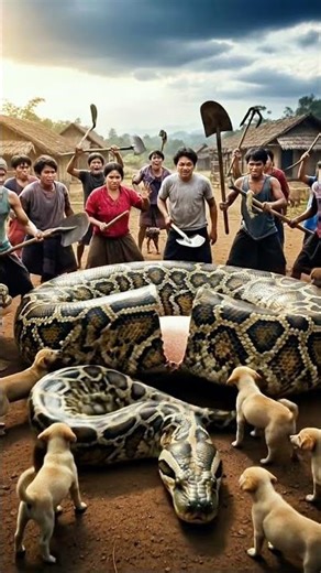 People Unite to Fight Giant 200kg Python and Rescue Puppy