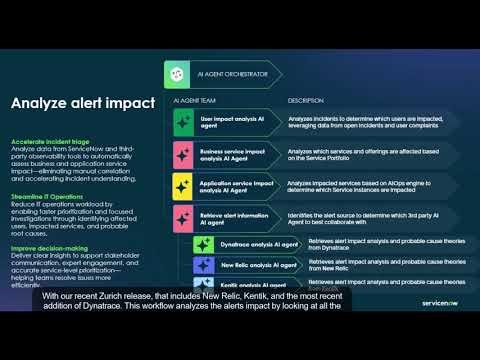 ServiceNow Agentic Service Observability Workflow Demo - Analyze Alert Impact