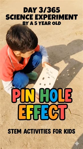RoboTechAryan on Instagram: "Does light really travel in straight lines? 📏 Day 3 of 365 Science Experiments. ​Today we tested the Pinhole Effect! We cut a Triangle, Square, and Circle into cardboard to see if the shadow shapes would change when the sun hit them. ​It’s a simple physics experiment that teaches optics and light properties perfectly for preschoolers and kindergarten kids. Thanks gazillion times to @rathimukul Sir for making science so easy. ​The Science: The hole acts like a lens, 
