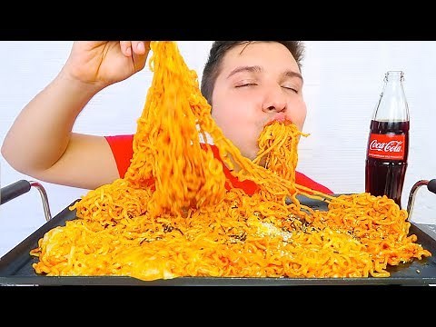 EXTREMELY CHEESY SUPER SPICY FIRE RAMEN NOODLES • Mukbang & Recipe