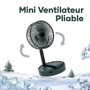 Mini ventilateur pliable – USB & piles, 3 vitesses silencieuses