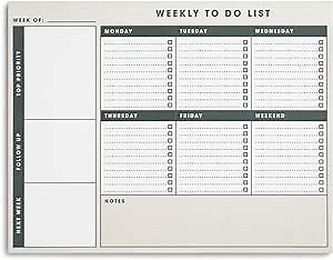 Weekly Task Management To Do List Pad – Weekly Planner Horizontal Pad – For Desk Planner, Home and Office Organizer, Productive Planning and Time Management – 8.5 x 11 inches 60 Sheets