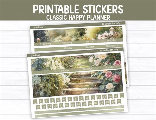 Tea Party Monthly Sticker Kit for the Classic Happy Planner (printable) - Etsy