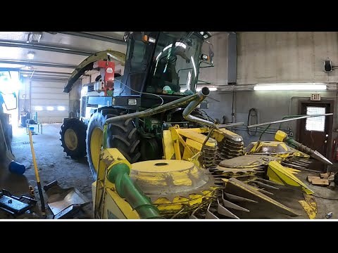 John Deere 6750 chopper getting setup for corn season with a Kemper 4500 corn head
