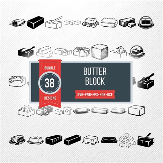 Butter Block SVG Bundle, 38 Butter Stick Silhouette Designs, Dairy Clipart for Cricut, Baking PNG, Margarine Vector, Cooking Svg - Etsy