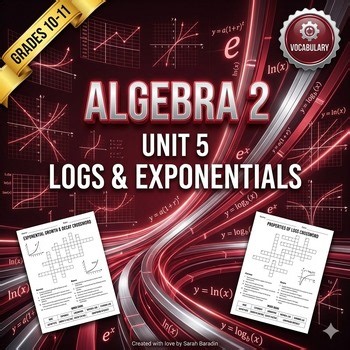 Algebra 2 Unit 5 Logs & Exponentials Math Crossword Puzzle With Word Banks