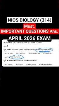 NIOS Biology Class 12 Important Questions | Nios April 2026 Exam