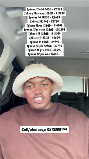 Iphone 12mini 64GB - R5399 Iphone 14ro max 128GB - R15799 Iphone 14 128GB - R9699 Iphone XR 64B - R3799 Iphone 13pro 128GB - R10799 Iphone 13pro max 128GB - R12199 Iphone 15 128GB - R13499 Iphone 11 128GB - R5699 Iphone 11 64GB - R4799 Iphone 12 pro 128GB - R7799 Iphone 11 pro 64GB- R5999 Iphone 12 pro max 128GB - 9500 #applemobiles #southafrica #mqaphikazi #bys #repairs