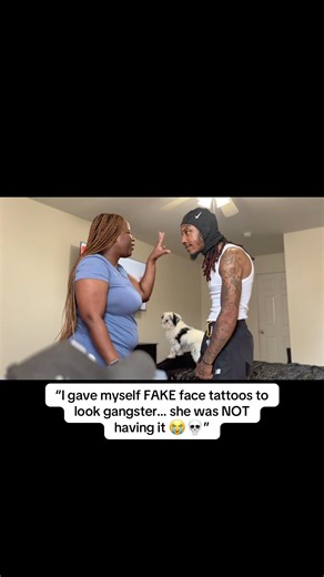 Fake face tattoos prank… my wife went OFF 😭💀 #Prank #Shorts #CoupleComedy