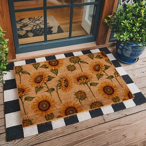 Sunflower Doormat, Fall Floral Door Mat, Rustic Autumn Entry Rug, Farmhouse Porch Decor, Yellow Flower Welcome Mat - Etsy