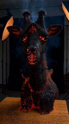 A burning match touches the nose of the matchstick animal elefint jiraf #viralvideo #trendingshorts