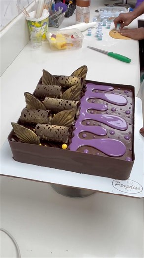 Chocolate truffle square shape cake decorating ideas #squarecake #trufflecake #birthdaycake #video