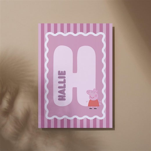 Peppa Pig Girls Personalised Wall Print, Custom Name Bedroom Wall Art for Girls, Printable Kids Peppa Pig Decor, Peppa Pig Gift, Digital - Etsy UK