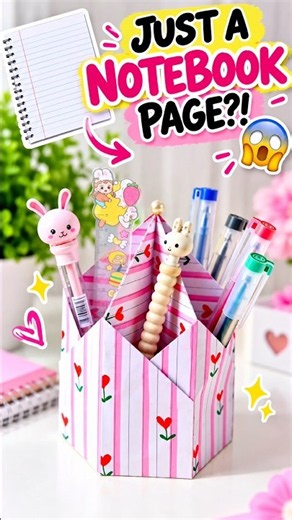 DIY Pen Holder from Notebook Paper ✨ | Easy Paper Desk Organizer | Origami Paper #shorts