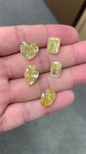 Luxury redefined, High-fire Lab-Grown Yellow Diamonds in heart, pear, & oval #shortsfeed #gemquality