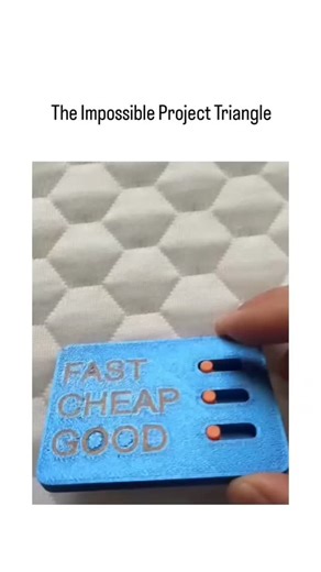 Universal Laughs | This X post shares a 15-second video of a 3D-printed slider gadget enforcing the project management triangle: users can toggle only two of... | Instagram