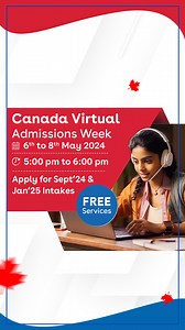 Apply for Master’s in Canada & Get 3 Years Post Study Work Visa Attend KC’s Canada Virtual Admissions Week from 6th to 8th May 2024 and meet 👉University of Guelph, Guelph, Ontario 👉Vancouver Film School, Vancouver, British Columbia 👉Canadore College, North Bay, Ontario Benefits of Attending the Virtual Event 👉Direct Interaction with the Representatives of Institutions 👉Info on Institutions, Programs & Admission Requirements 👉Free Profile Evaluation 👉Info on Scholarship & Internships 👉Det