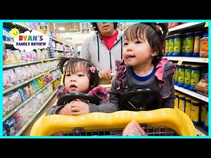 Emma and Kate Pick our Grocery Shopping!!! Healthy or not with Ryan Kid Size Shopping Cart!!! - Videos For Kids