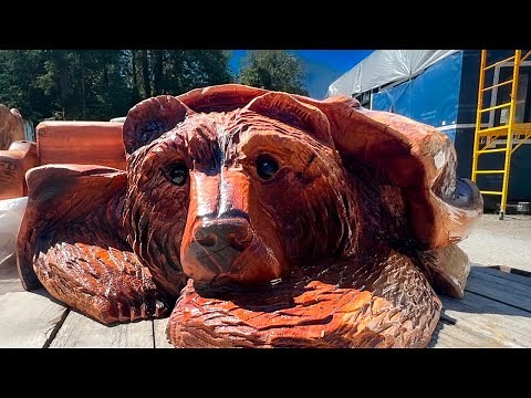 HOW To CARVE a "Laying BEAR in a LOG & Bare BUM" - 20 TIPS to make $$ carving. Every cut!