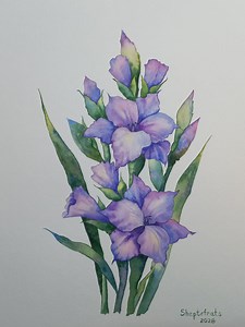 Glaïeuls en fleurs – Peinture florale originale à l'aquarelle - Etsy France
