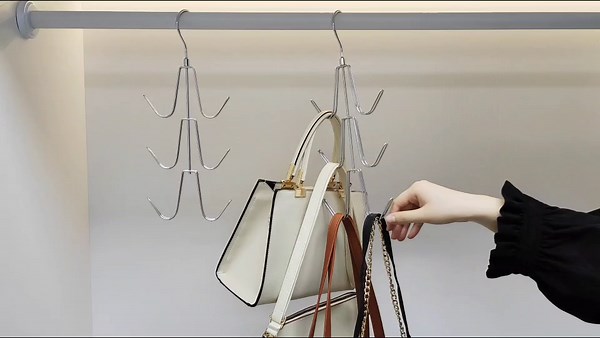 TOPIA HANGER Purse Hanger Organizer for Closet, 2-Pack Handbag Organizer Hanger, 360°Swivel Metal Purse Hooks, Bag Rack, Belt Organizer, Tie Rack, Scarf Hanger, Bag Storage Organizer, Silver