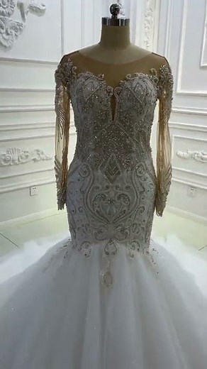 AM1144 Mermaid heavy beading lace wedding dress say yes to the dress @amandanovias